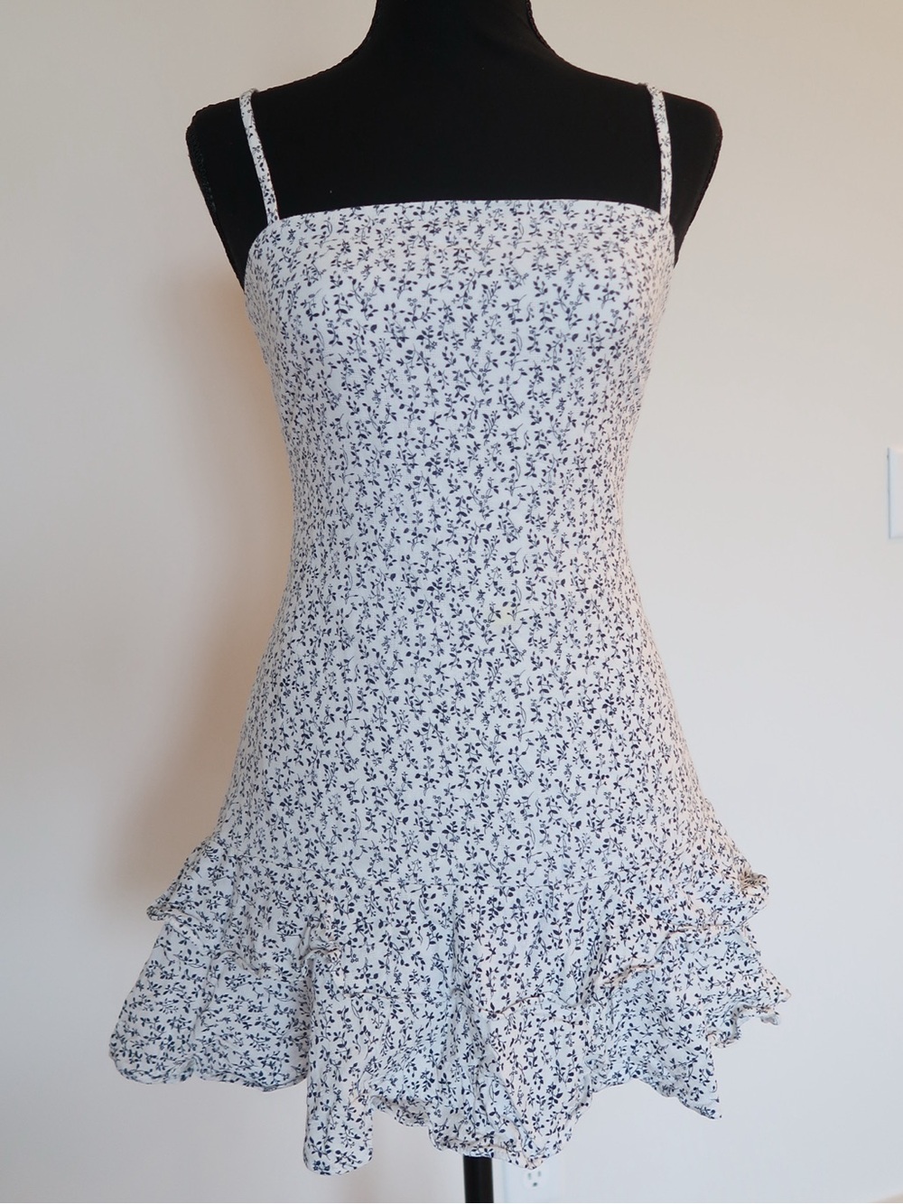 Princess Polly Mini Dress in White & Blue Floral Print